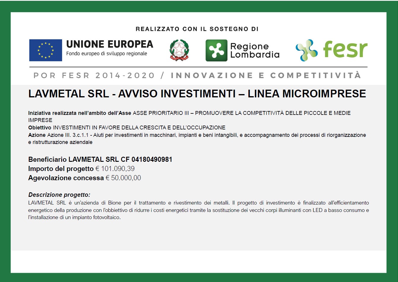 Bando Regione Lombardia
